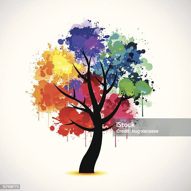 Abstract Colorful Tree Stock Illustration - Download Image Now - Tree, Multi Colored, Liquid