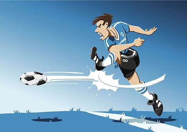 Vector illustration of Soccer Player Shot On Goal