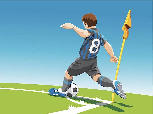 Vector illustration of Soccer Player Corner Kick