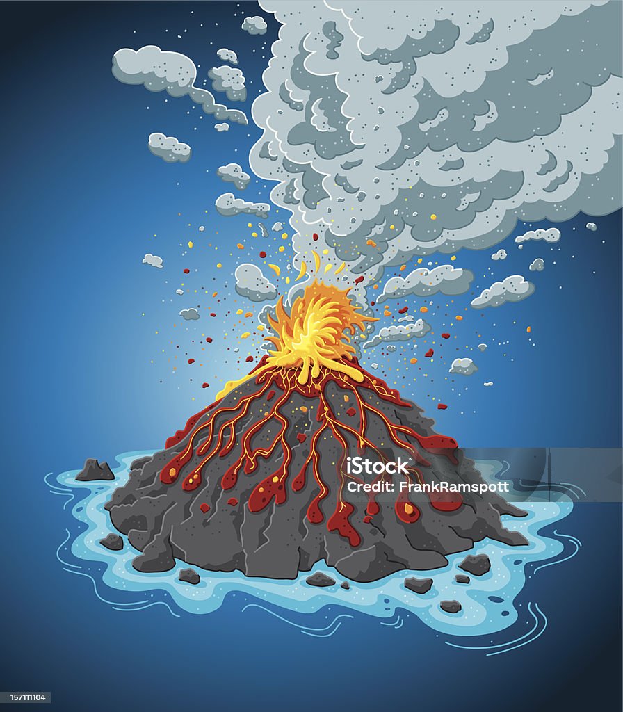 Vulcão erupção Ilha - Royalty-free Erupção arte vetorial
