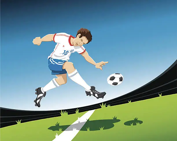 Vector illustration of Soccer Player Volley Shot