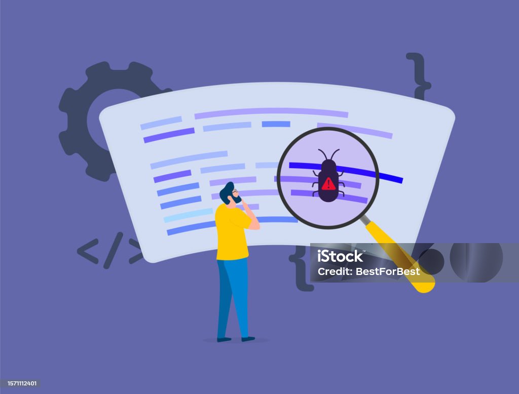 Software Bug Concept Optimize And Debug Code Mobile App Qa Software Dev ...