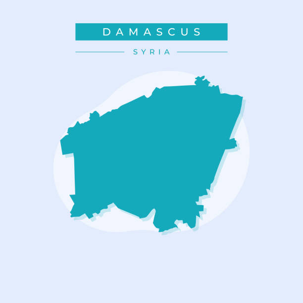 wektor ilustracji wektorowej mapy damaszku syria - syria map cartography damascus stock illustrations