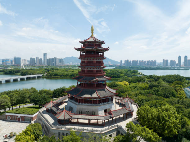istock Chinese style ancient pagoda building in the park 1571126996