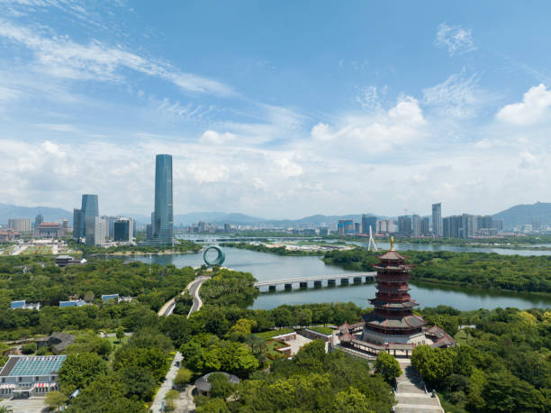 istock Modern tall buildings and ancient towers 1571128782