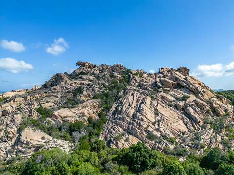 mountain range in central Madagascar, deep blue sky in background