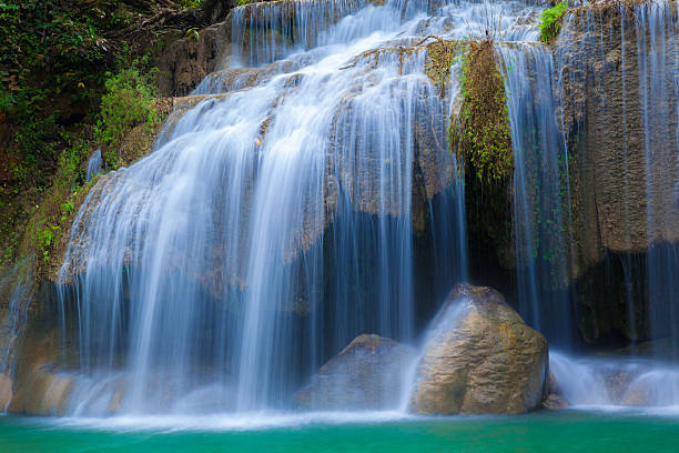 Erawan Waterfall in Kanchanaburi, Thailand Erawan Waterfall in Kanchanaburi, Thailand kanchanaburi province stock pictures, royalty-free photos & images