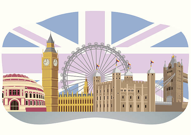 london landmarks vector illustration - chelsea stock illustrations