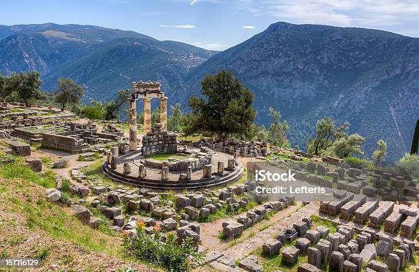 Sanctuary Of Athena Pronaia Delphi Greece Stock Photo - Download Image Now - Delphi, Greece, Archaeology