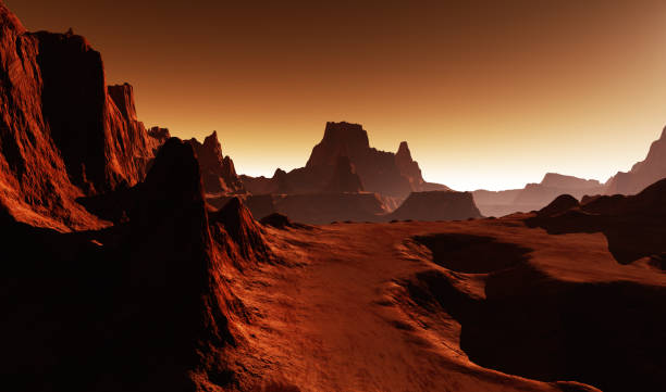 istock Mars - the red planet. Cold desert on Mars. Martian Landscape 1571240416