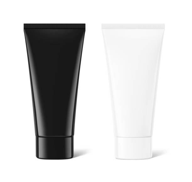 istock White and black plastic tube mockup with screw cap. Vector illustration isolated on white background. 1571248549