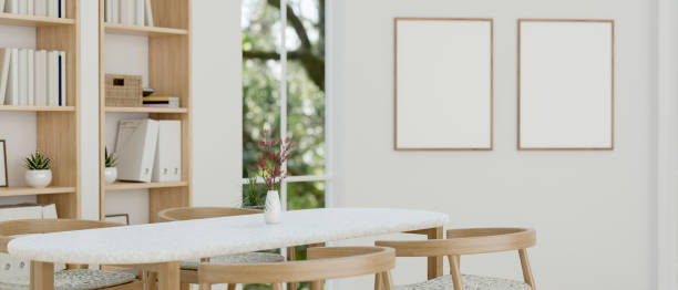 istock A beautiful and minimal dining table in a Scandinavian minimal white dining room. 1571297643
