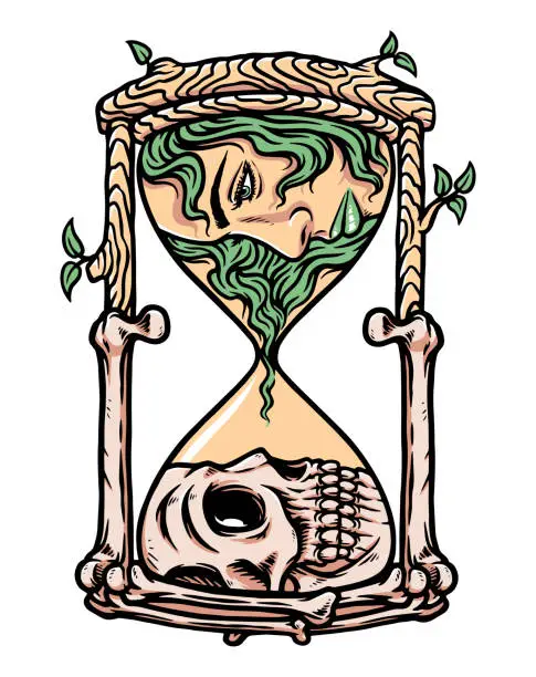 Vector illustration of live and die inside the hourglass