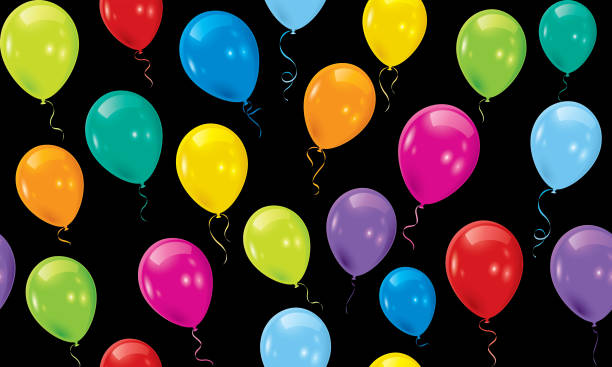 бесшовный фон воздушных шаров на день рождения - balloon pink black anniversary stock illustrations