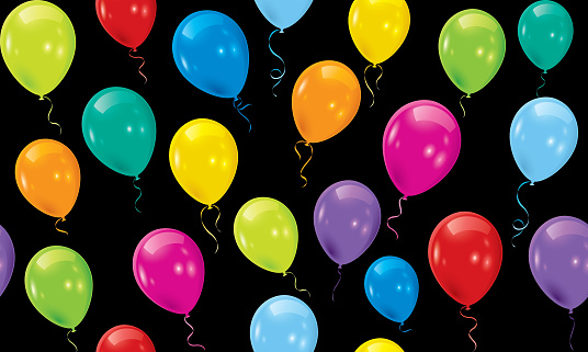 Seamless colorful birthday party balloons on black background vector illustration