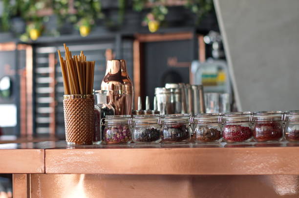 istock Herbs and seeds in glass jars 1571387623