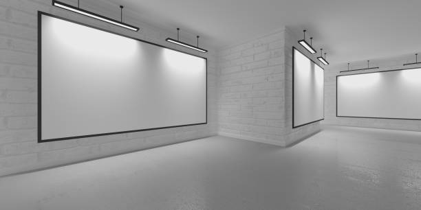 istock Modern exhibition hall interior. Gallery room background 1571409234