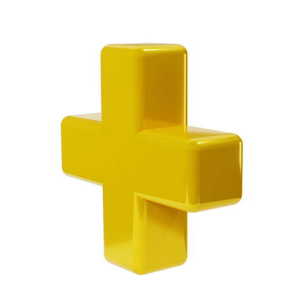 istock Realistic 3d yellow golden plus, add sign icon. Decorative arithmetic element, education maths, mathematical or medical symbol. Abstract illustration isolated clipping path 1571432385