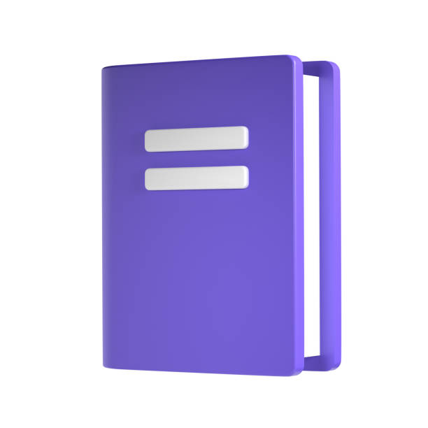 istock 3d violet cute empty notepad book stationery for school isolated background with clipping path. Simple render illustration. Design element for posters, banners, calendar and greeting card 1571432397