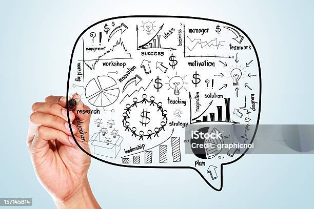 Drawing Business Plan Concept Idea Stock Photo - Download Image Now - Abstract, Blue, Brainstorming