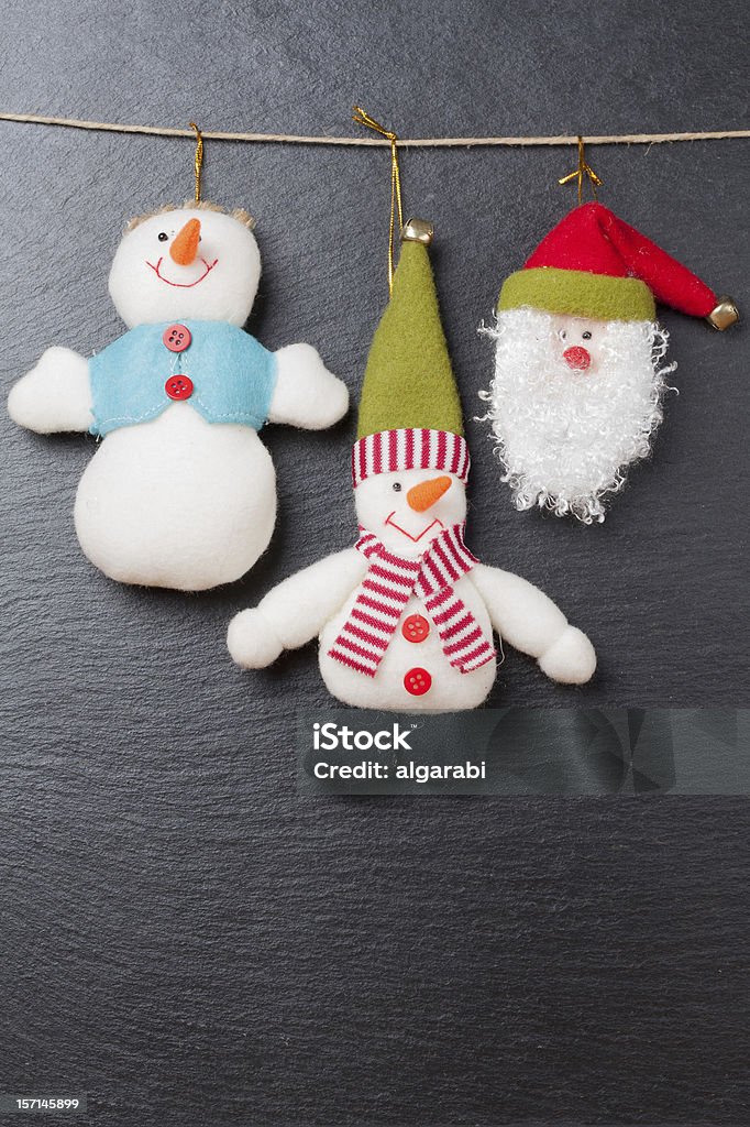 Bola de Árvore de Natal: Boneco de neve e o Papai Noel - Foto de stock de Ardósia royalty-free