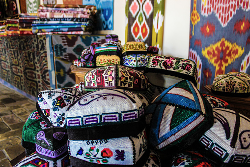 Souvenirs in Spice Bazaar at Souk in Marrakesh, Morocco