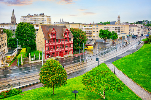 Caen cityscape at sunset, Normandy, France