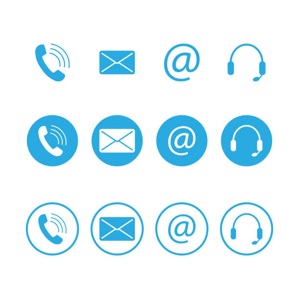 illustrations, cliparts, dessins animés et icônes de contactez-nous icon set vector design. - web services audio