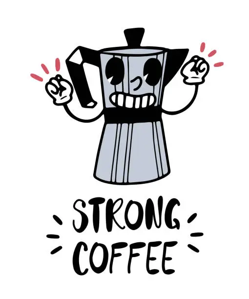 Vector illustration of Strong coffee in retro design