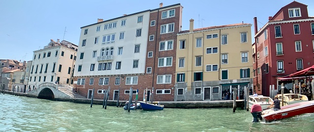View of a bridge in Venice Italy from the Canals