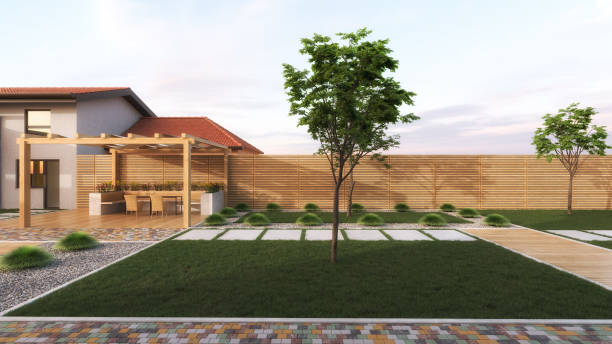 istock Courtyard. Garden. Exterior design. Architectural Visualization. 3D Render.  Stock Photo 1571531313