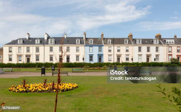 Traditional Gothic Houses At Street Of Ayrshire Glasgow Scotland England Uk Stock Photo - Download Image Now