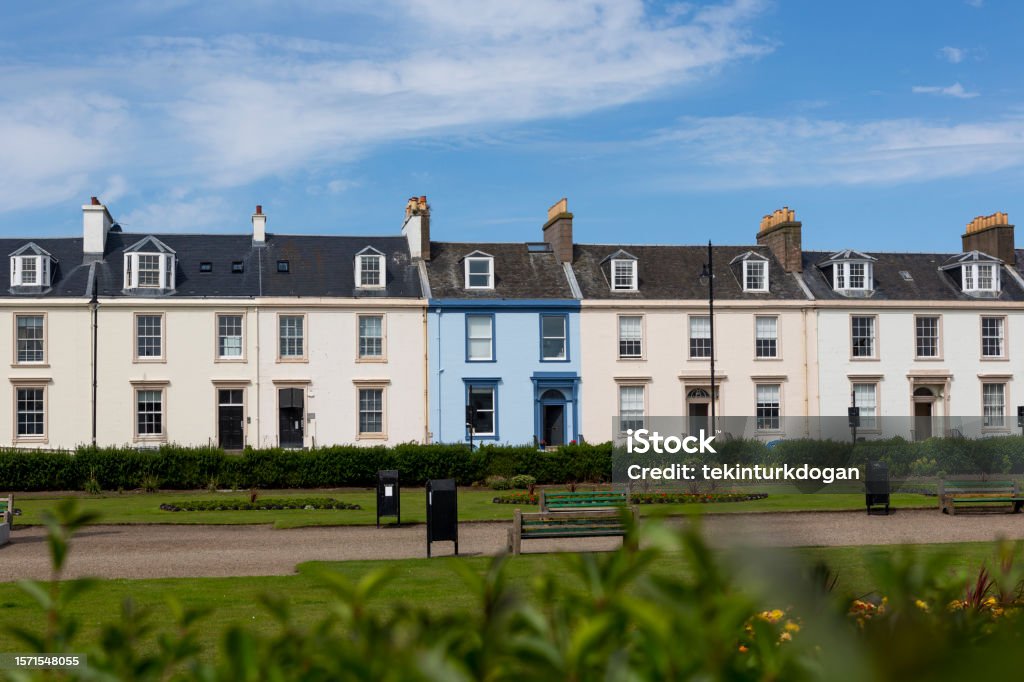 Traditional gothic houses at street of ayrshire glasgow scotland england UK Architecture Stock Photo