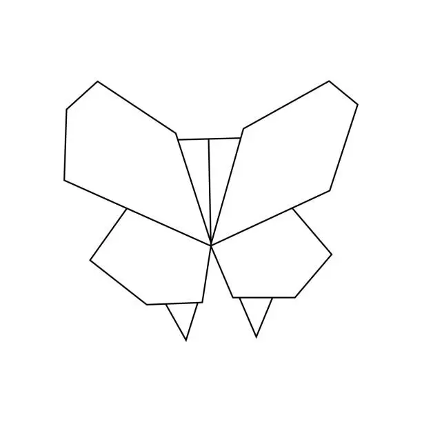 Vector illustration of origami figure in the shape of a butterfly