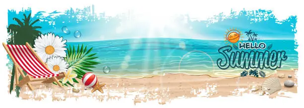 Vector illustration of coastline picnic