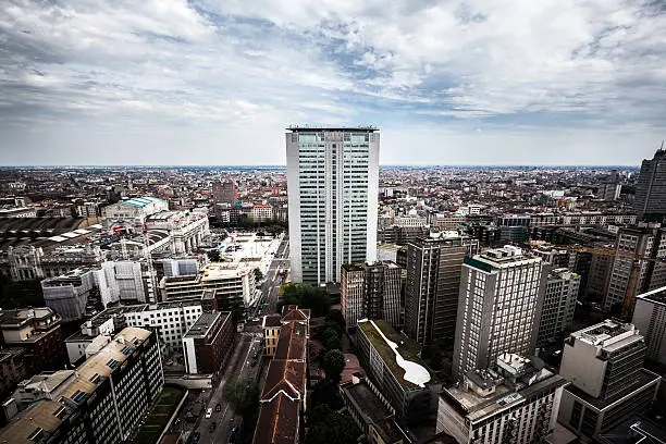 Photo of Aerial view of Milan, with the famousest skyscraper.