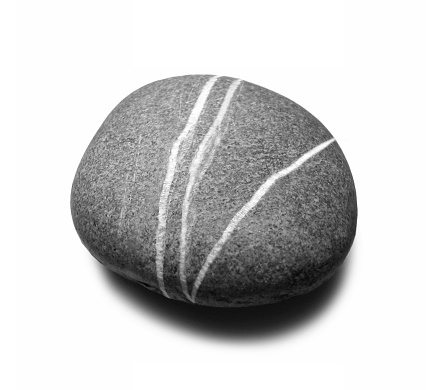 a grey pebble with three stripes