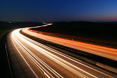 Headlights and Taillights on Motorway at Night, Long Time Exposure