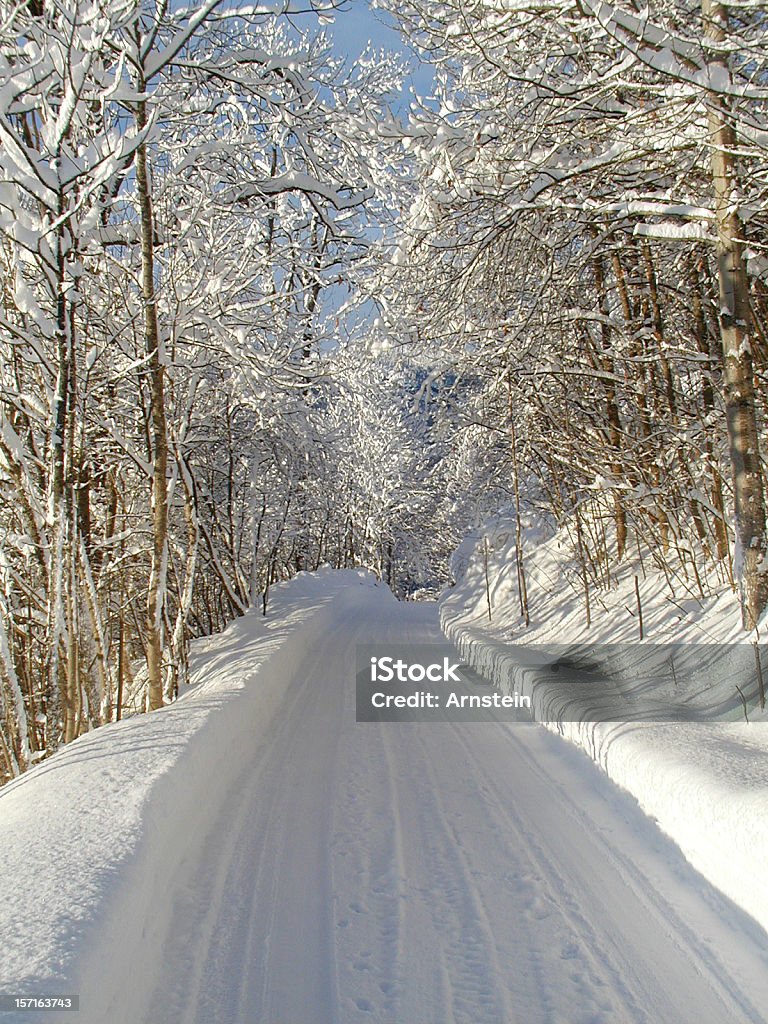 Bela estrada de inverno - Foto de stock de Azul royalty-free