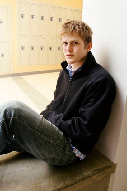 istock Blonde Caucasian Male in an Empty High School 157163772
