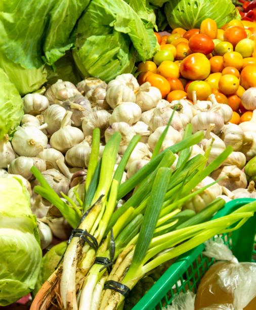 Fresh,healthy Spring Onions on display at Oslob daily market,,Cebu,The Philippines.