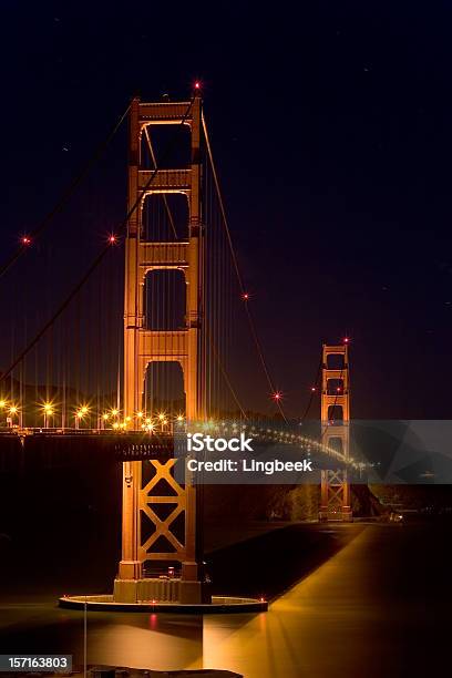 Golden Gate Bridge At Night San Francisco Stock Photo - Download Image Now - American Culture, Architecture, Bay of Water