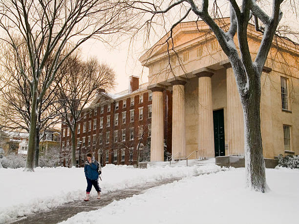 Brown University after a snowstorm  brown university stock pictures, royalty-free photos & images