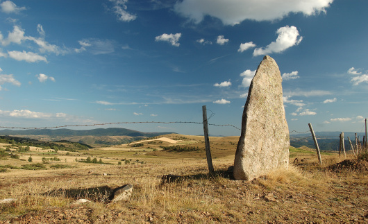 menhir on a hill in the south of France on the Mont Lozère, Auvergne