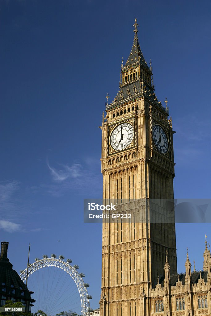 El Big Ben y el Ojo de Londres - Foto de stock de Big Ben libre de derechos