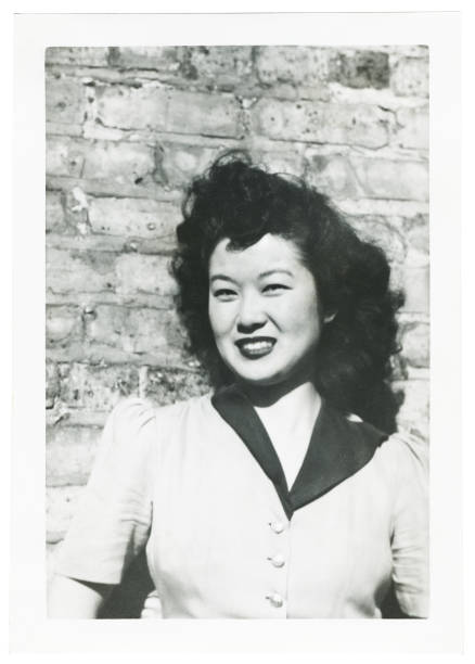 Caucasian senior woman photo booth image taken in the 60s