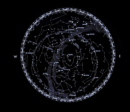 A map of the stars of the Northern Hemisphere.  