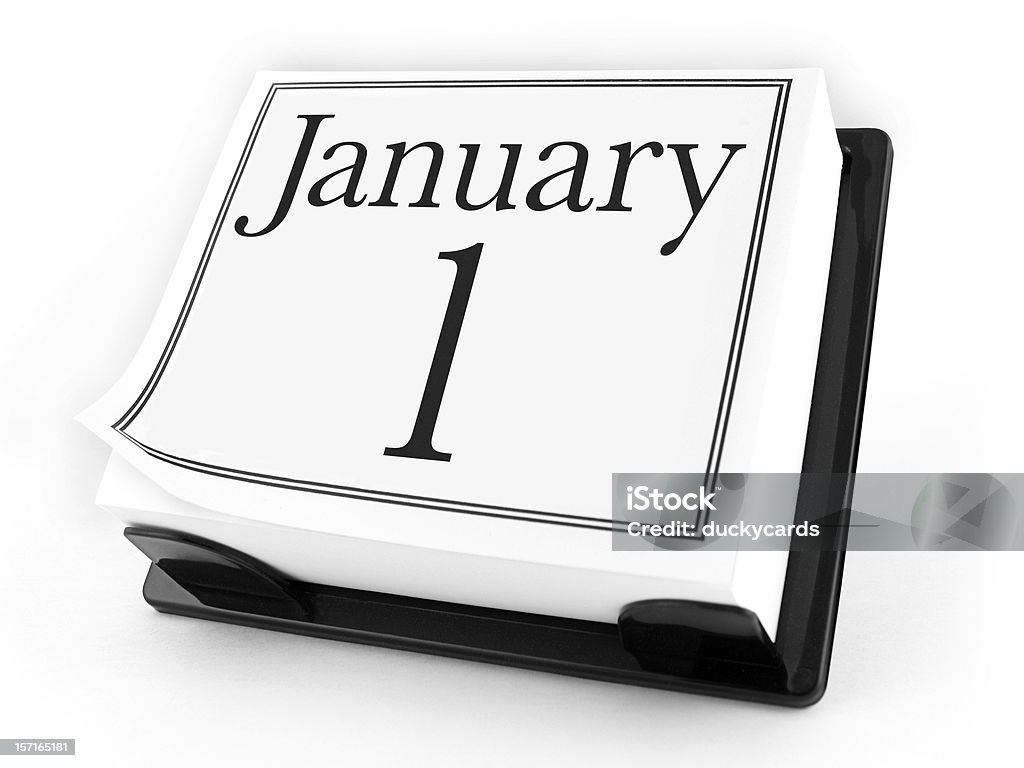 Calendário de mesa - 1º de janeiro (com Traçado de Recorte - Foto de stock de Calendário de mesa royalty-free