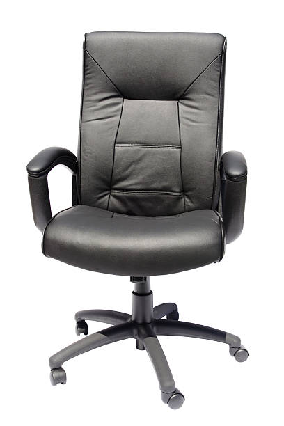 black executive leather chair stock photo