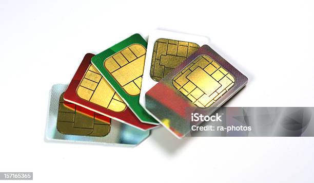 Colección De Tarjetas Sim Foto de stock y más banco de imágenes de Tarjeta SIM - Tarjeta SIM, Fondos, Aparato de telecomunicación